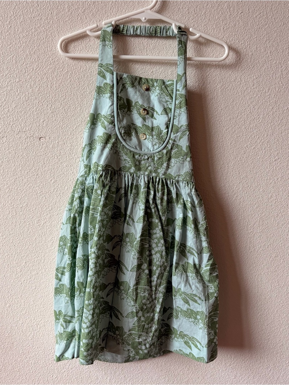 Kate Quinn 100% Organic Cotton Green & Blue  Lily of the Valley Halter Dress- 3T